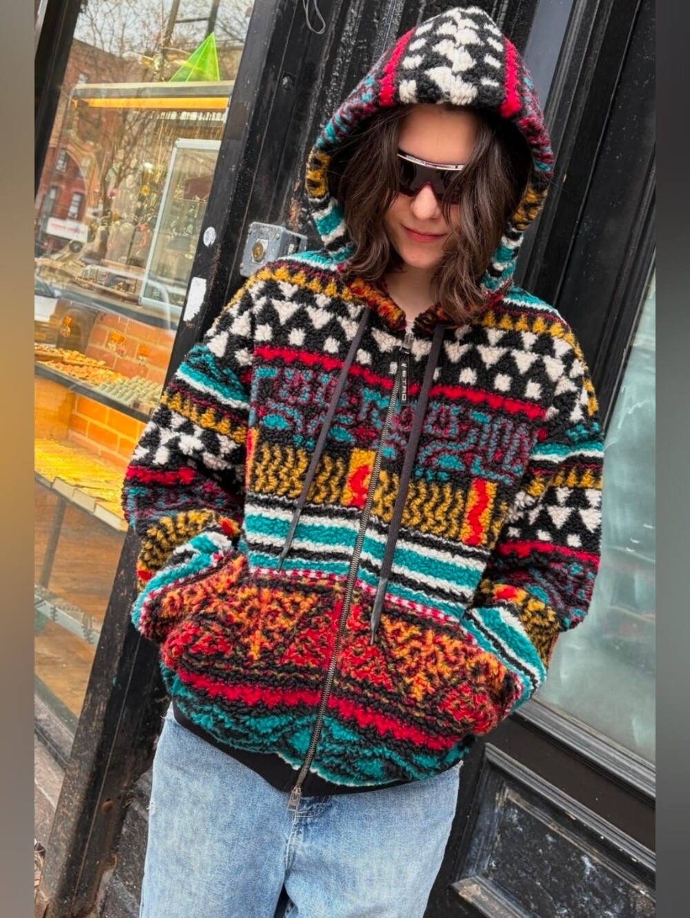 Etro Jacquard Multi Colored Geometric Hoodie